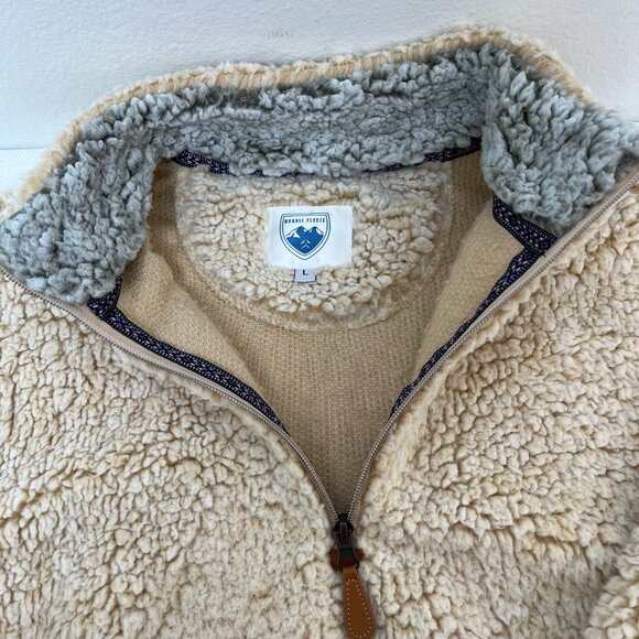 Nordic Fleece The Victoria Sherpa Pullover in Oatmeal Quarter Zip Sweater Large - Picture 4 of 15
